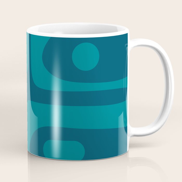 Mid Century Modern Piquet Abstract Pattern Blue Teal Coffee Mug Gallery Image 1