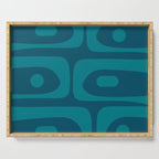 Mid Century Modern Piquet Abstract Pattern Blue Teal Serving Tray Gallery Image 1