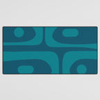 Mid Century Modern Piquet Abstract Pattern Blue Teal Desk Mat Gallery Image 3