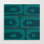 Mid Century Modern Piquet Abstract Pattern Blue Teal Wood Wall Art Gallery Image 1