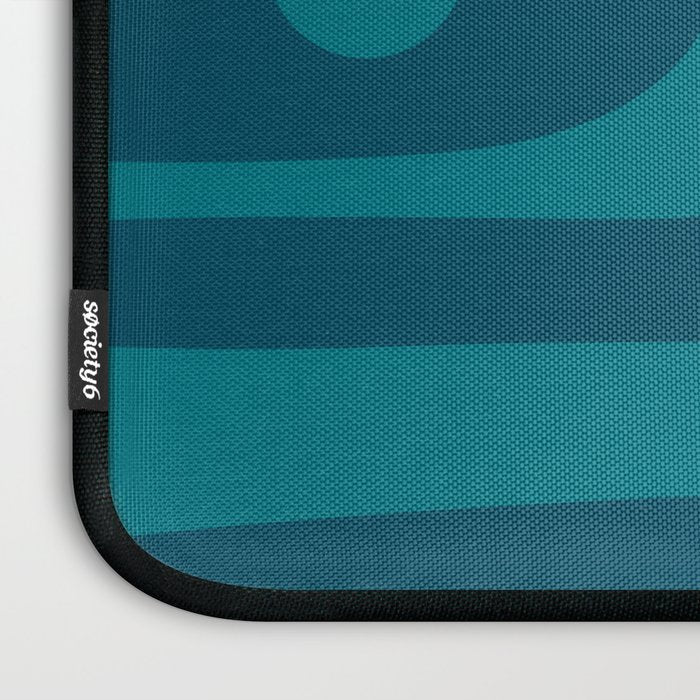 Mid Century Modern Piquet Abstract Pattern Blue Teal Laptop Sleeve Gallery Image 3