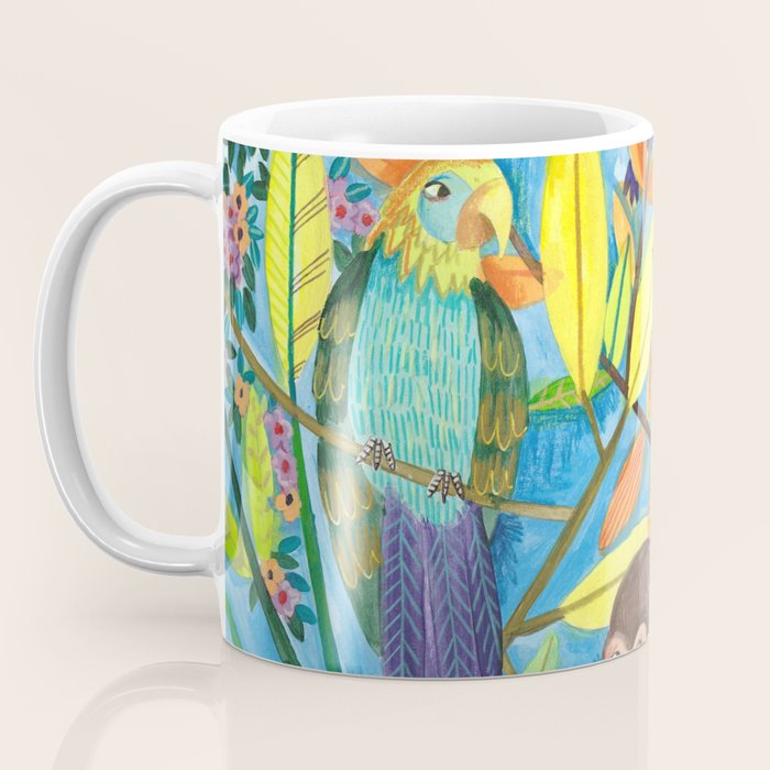 Woman and her parrots Coffee Mug Gallery Image 3