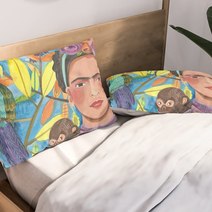 Woman and her parrots Pillow Sham Gallery Image 2