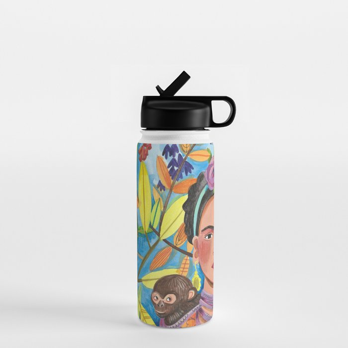 Woman and her parrots Water Bottle Gallery Image 1