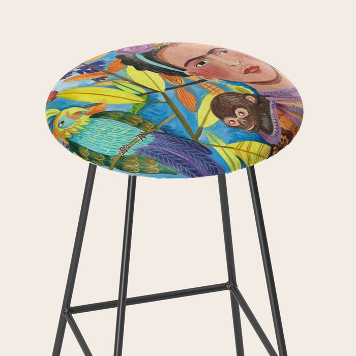 Woman and her parrots Stool Gallery Image 2