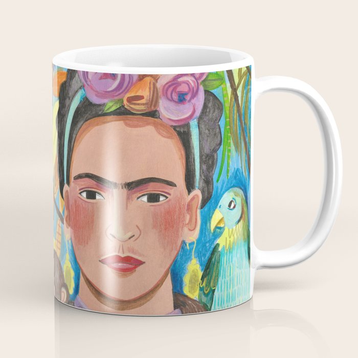 Woman and her parrots Coffee Mug Gallery Image 1
