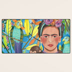 Woman and her parrots Desk Mat Gallery Image 3