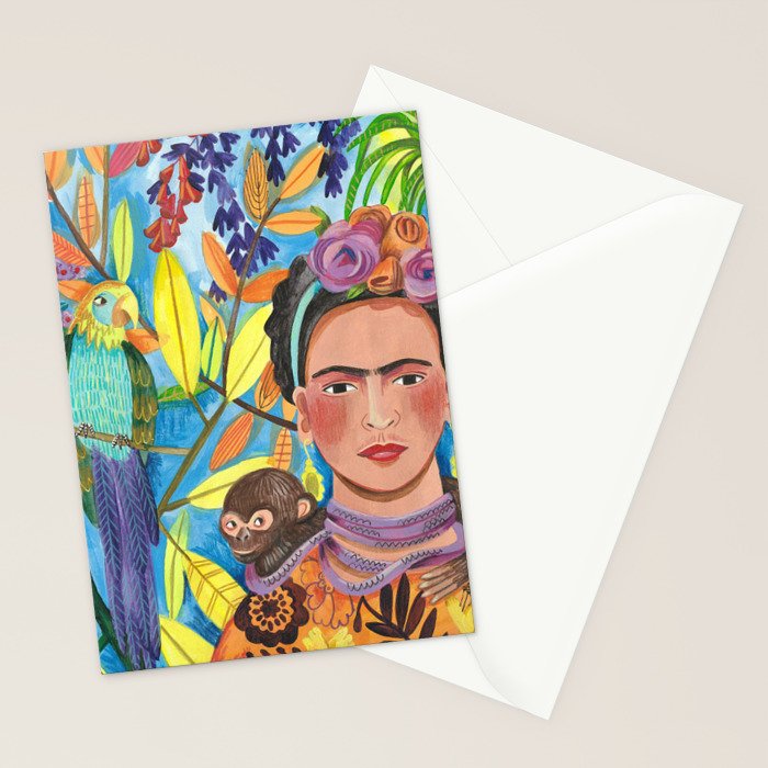 Woman and her parrots Stationery Card Gallery Image 2