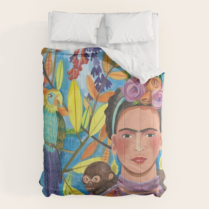 Woman and her parrots Comforter Gallery Image 6