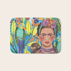Woman and her parrots Bath Mat Gallery Image 1