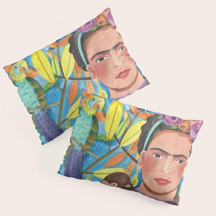 Woman and her parrots Pillow Sham Gallery Image 3