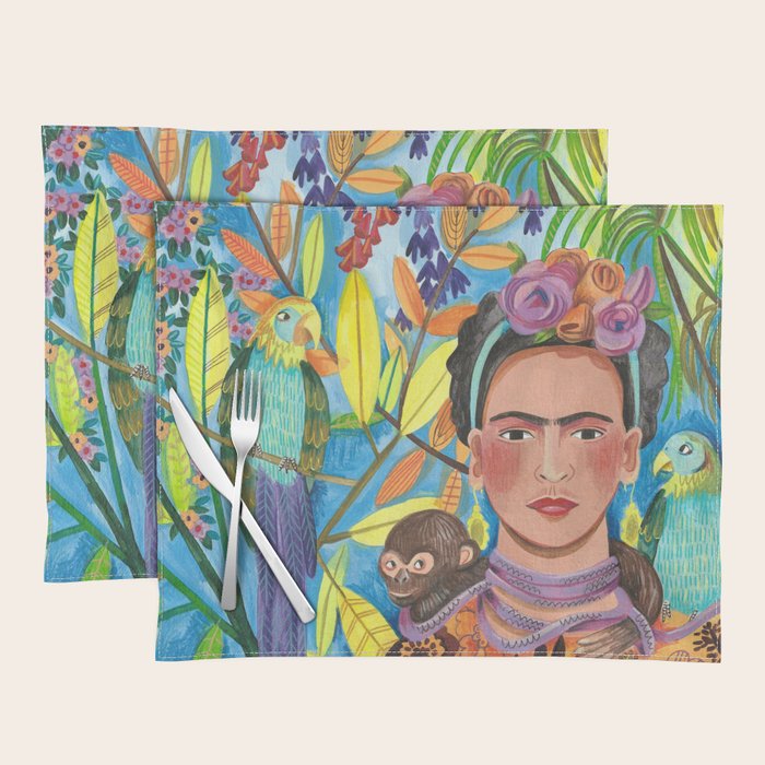 Woman and her parrots Placemat Gallery Image 1