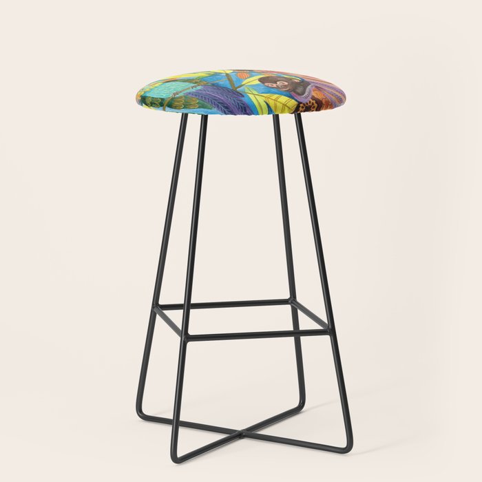 Woman and her parrots Stool Gallery Image 1