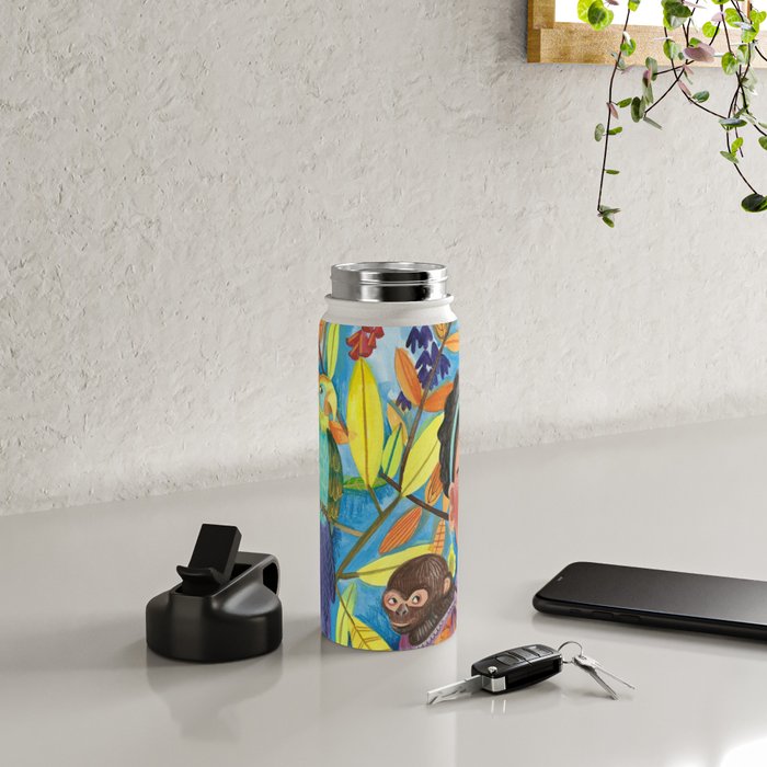 Woman and her parrots Water Bottle Gallery Image 4