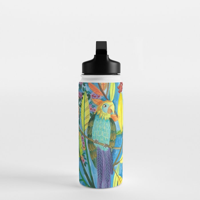 Woman and her parrots Water Bottle Gallery Image 3