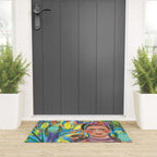 Woman and her parrots Welcome Mat Gallery Image 3