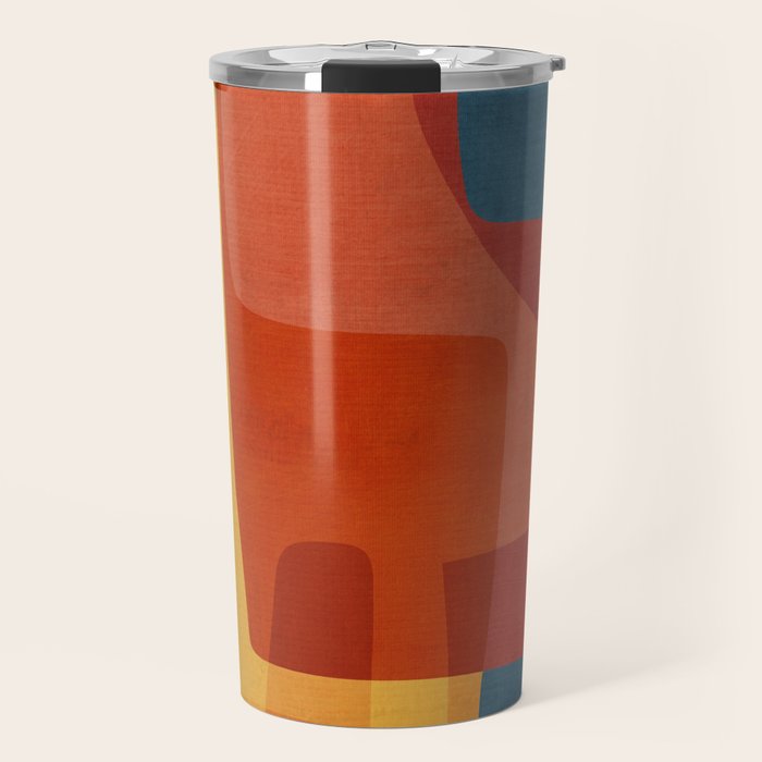 Blue Red Yellow MCM Art Travel Mug Gallery Image 1