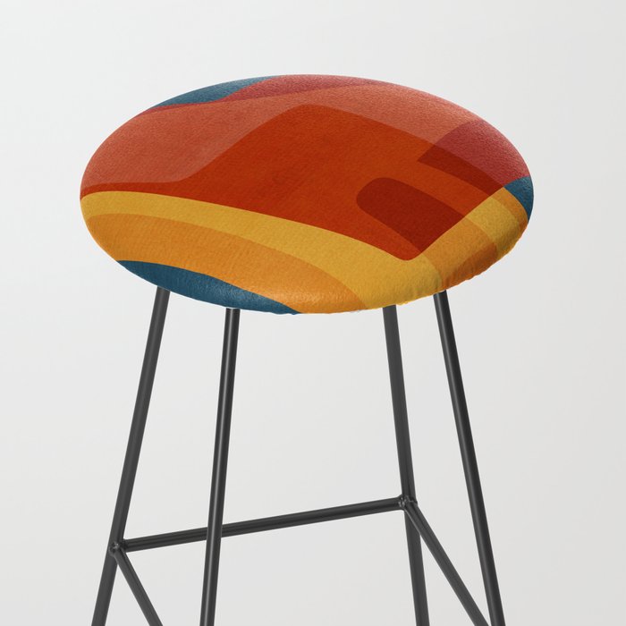 Blue Red Yellow MCM Art Stool Gallery Image 2