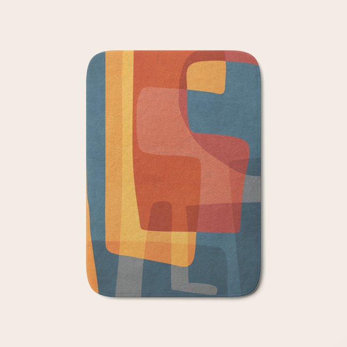 Blue Red Yellow MCM Art Bath Mat Gallery Image 1