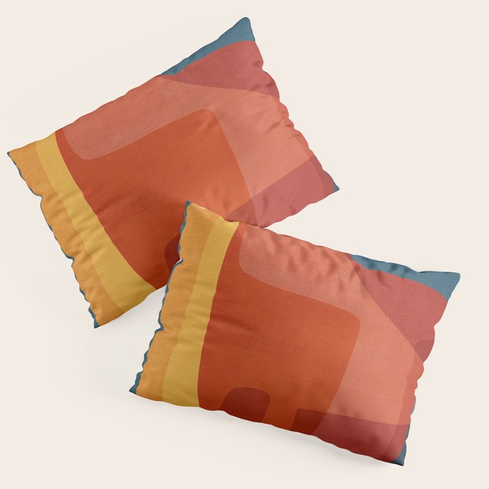 Blue Red Yellow MCM Art Pillow Sham Gallery Image 1