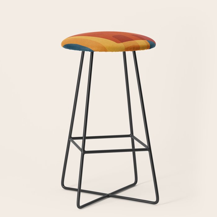 Blue Red Yellow MCM Art Stool Gallery Image 1