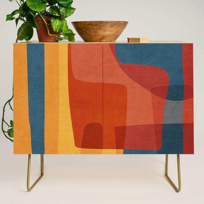 Blue Red Yellow MCM Art Credenza Gallery Image 1