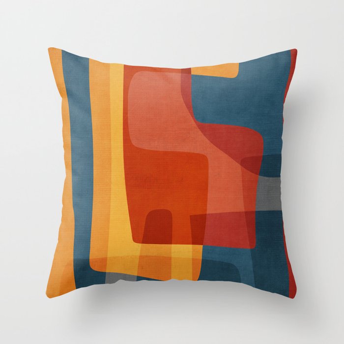 Blue Red Yellow MCM Art Throw Pillow Gallery Image 6