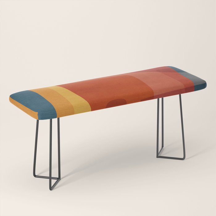 Blue Red Yellow MCM Art Bench Gallery Image 1