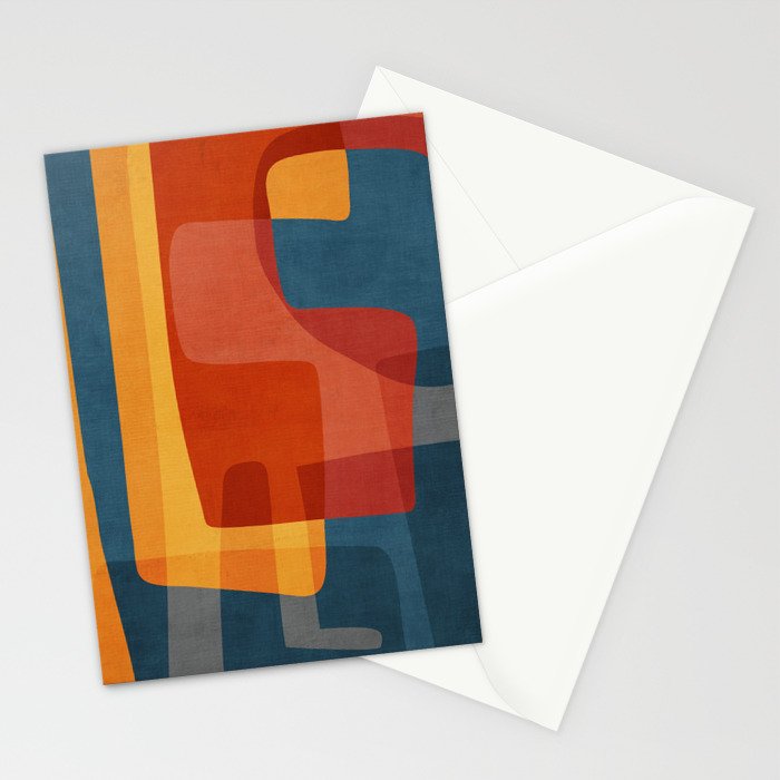Blue Red Yellow MCM Art Stationery Card Gallery Image 2