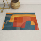 Blue Red Yellow MCM Art Rug Gallery Image 1