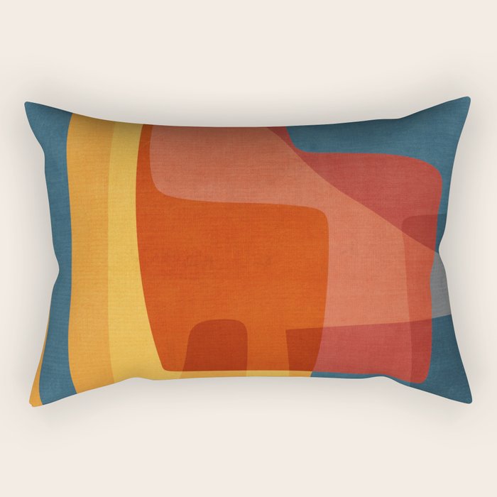 Blue Red Yellow MCM Art Rectangular Pillow Gallery Image 2