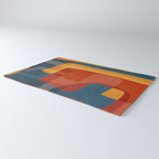 Blue Red Yellow MCM Art Rug Gallery Image 3