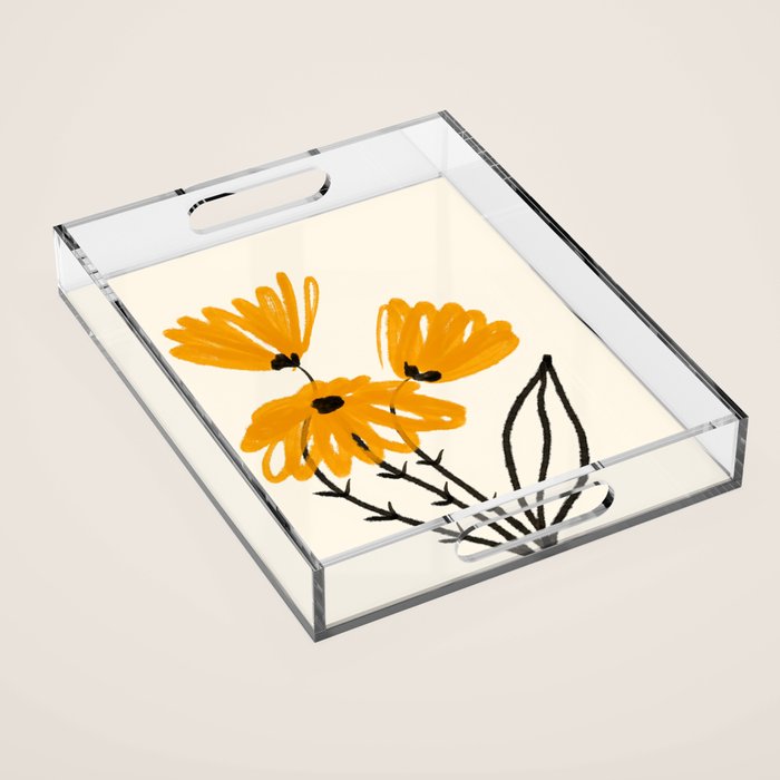 The Cosmo Yellow Flowers 02 Acrylic Tray Gallery Image 1
