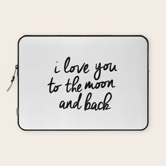 I Love You to the Moon and Back black-white kids room typography poster home wall decor canvas Laptop Sleeve Gallery Image 1