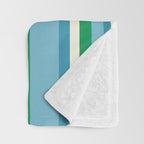 Classic Stripes XXVII - Beachy Blue and Green Throw Blanket Gallery Image 3