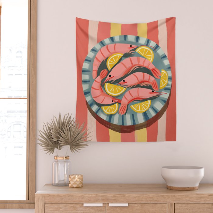 Shrimp Picnic Wall Tapestry Gallery Image 2