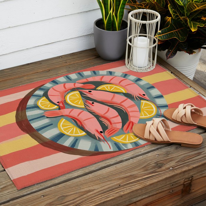 Shrimp Picnic Outdoor Rug Gallery Image 2