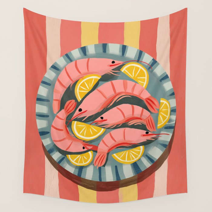 Shrimp Picnic Wall Tapestry Gallery Image 1