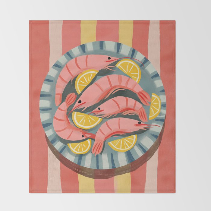 Shrimp Picnic Throw Blanket Gallery Image 2