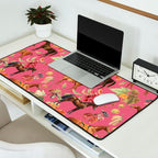 HORSES and Forest Plants on the Raspberry Pink Background  Desk Mat Gallery Image 2