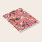 HORSES and Forest Plants on the Raspberry Pink Background  Notebook Gallery Image 2