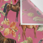 HORSES and Forest Plants on the Raspberry Pink Background  Wall Tapestry Gallery Image 3