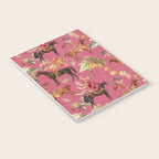 HORSES and Forest Plants on the Raspberry Pink Background  Notebook Gallery Image 3