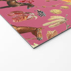 HORSES and Forest Plants on the Raspberry Pink Background  Welcome Mat Gallery Image 2