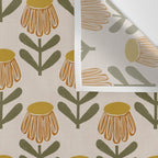 Retro Floral Mustard - Mid Century Modern Daisy Wall Tapestry Gallery Image 3