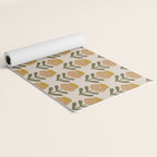 Retro Floral Mustard - Mid Century Modern Daisy Yoga Mat Gallery Image 2