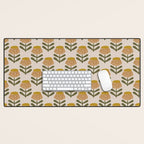 Retro Floral Mustard - Mid Century Modern Daisy Desk Mat Gallery Image 1