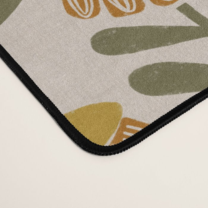 Retro Floral Mustard - Mid Century Modern Daisy Desk Mat Gallery Image 4