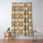 Retro Floral Mustard - Mid Century Modern Daisy Window Curtain Gallery Image 5