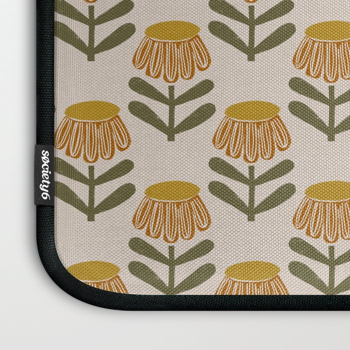 Retro Floral Mustard - Mid Century Modern Daisy Laptop Sleeve Gallery Image 3